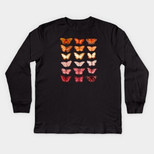 The Lesbian Flag Color Butterfly - A Subtle Sapphic Pride Symbol fo June Pride Month Parade Kids Long Sleeve T-Shirt